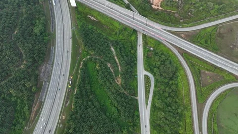 Complex Highway Interchange at Rawang, Malaysia Aerial View 003 Stockbeeldmateriaal 329474475