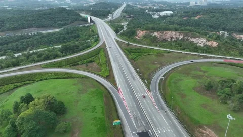 Complex Highway Interchange at Rawang, Malaysia Aerial View Stockbeeldmateriaal 329475571
