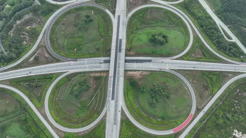 Complex Highway Interchange at Rawang Malaysia Aerial View 動画素材 329475623