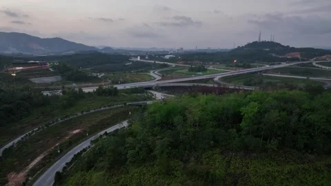 Complex Highway Interchange at Rawang, Malaysia 026 Aerial View Видео 329475745