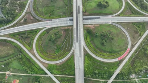 Complex Highway Interchange at Rawang, Malaysia 022 Aerial View Stockbeeldmateriaal 329475748
