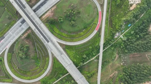 Complex Highway Interchange at Rawang, Malaysia Aerial View Vídeos de archivo 329475765