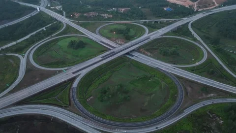 Complex Highway Interchange at Rawang, Malaysia 030 Видео 329475801