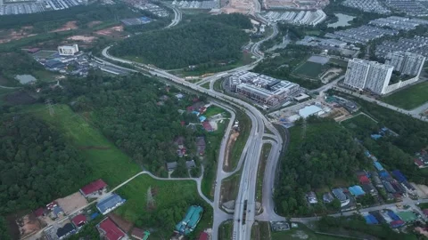 Complex Highway Interchange at Rawang, Malaysia 033 Aerial Stockbeeldmateriaal 329475803