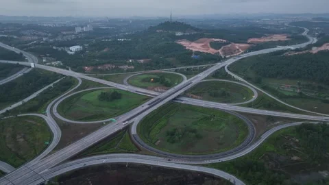 Complex Highway Interchange at Rawang, Malaysia Aerial View 库存影片 329475819