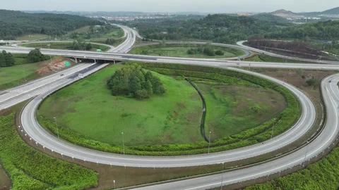 Complex Highway Interchange at Rawang, Malaysia 038 Aerial View Stockbeeldmateriaal 329475904