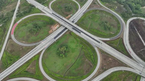 Complex Highway Interchange at Rawang, Malaysia from Above Vídeo Stock 329476110