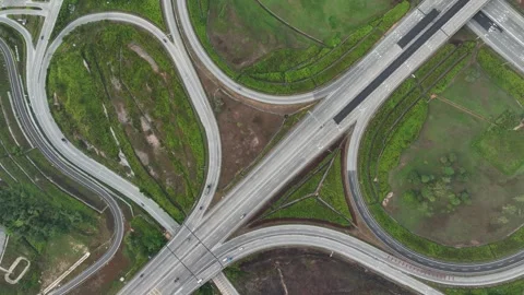 Complex Highway Interchange at Rawang, Malaysia 042 Aerial View Vidéo 329476114