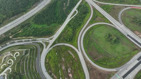 Complex Highway Interchange at Rawang, Malaysia - Aerial View 库存影片 329476311