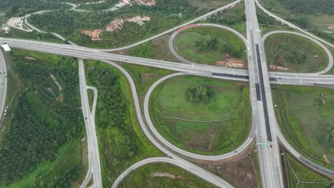 Complex Highway Interchange in Rawang, Malaysia Видео 329476971