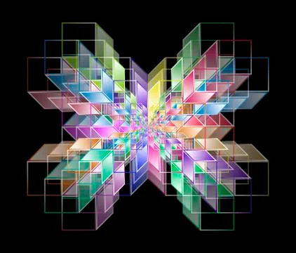 Complex hypercubes - Abstract geometrical background Illustrazione stock