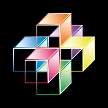 Complex hypercubes - Abstract geometrical background Illustrazione stock