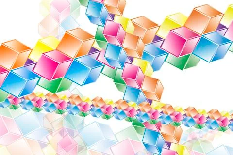 Complex hypercubes - Abstract geometrical background Illustrazione stock