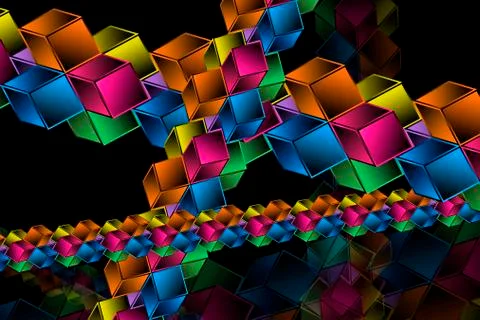 Complex hypercubes - Abstract geometrical background Illustrazione stock