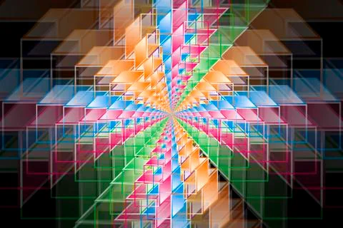 Complex hypercubes - Abstract geometrical background Illustrazione stock