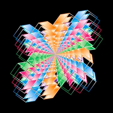 Complex hypercubes - Abstract geometrical background Illustrazione stock