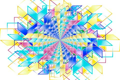 Complex hypercubes - Abstract geometrical background Illustrazione stock
