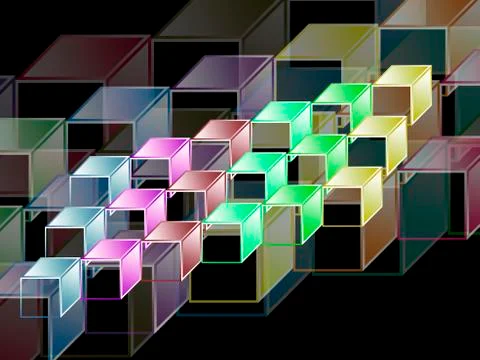 Complex hypercubes - Abstract geometrical background Illustrazione stock