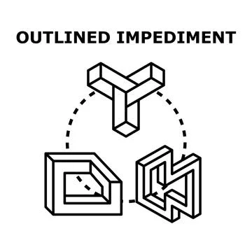 Complex impossible shapes illustrating an outlined impediment concept Stock Illustration