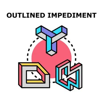 Complex impossible shapes illustrating an outlined impediment concept Stock Illustration