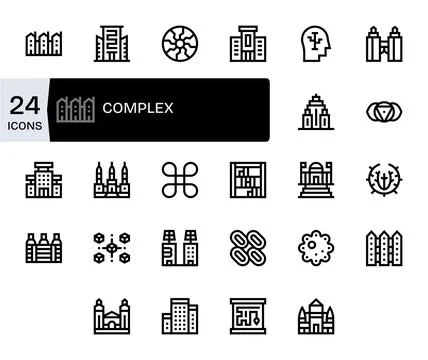 Complex including 24 256x256 Bold Line Vector Illustrations Stock Illustration