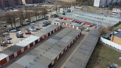 Complex individual closed Parking boxes United Stock Footage 128118120