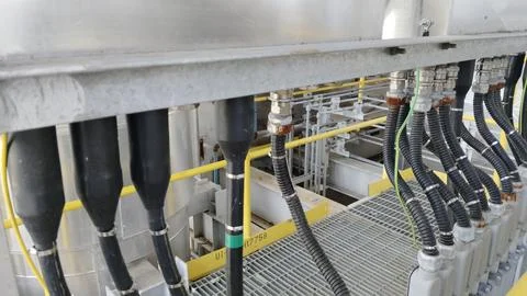 Complex Industrial Cabling and Conduits Stock Photos