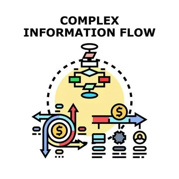 Complex information flow analyzing data processes and financial strategy Stock Illustration