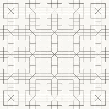 Complex interlocking square network seamless pattern in minimal line design Иллюстрация