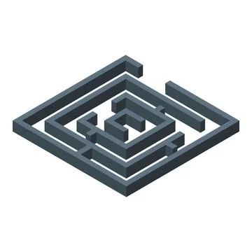 Complex isometric maze representing business challenge and decision making Stock Illustration