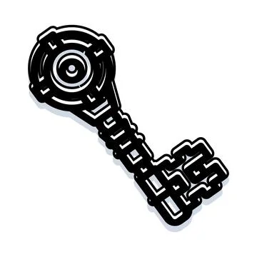 Complex key unlocking mystery and security access solution 库存插图