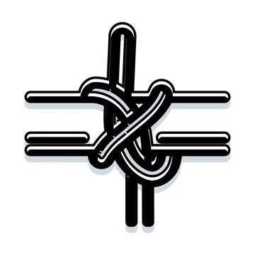 Complex knot of intertwined cables forming shape 스톡 일러스트