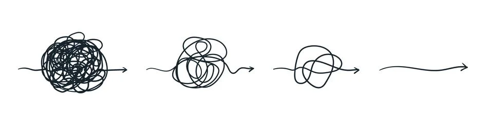 Complex line. Complicated way. Messy ball concept. Loading idea process. Illustration