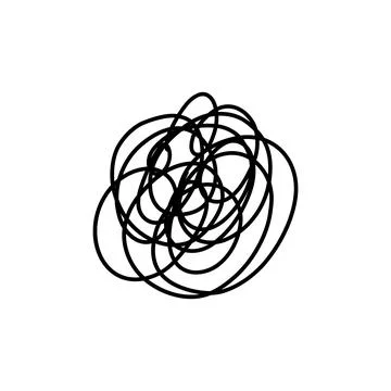 Complex line. Complicated way. Messy ball concept. Loading idea vector process. Stock Illustration