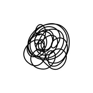 Complex line. Complicated way. Messy ball concept. Loading idea process. Stock Illustration