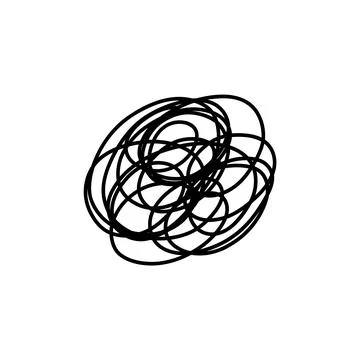 Complex line. Complicated way. Messy ball concept. Loading idea process. Stock Illustration