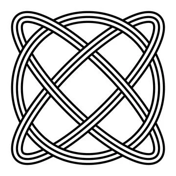 Complex looped knot, symmetrical pattern, Celtic style Interwoven knot Illustrazione stock