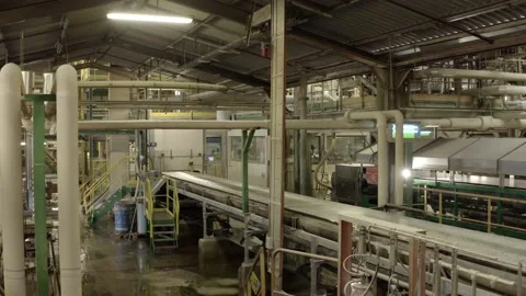 Complex machinery inside industrial factory, Veille-Saint-Girons, France Stock Footage 309855694
