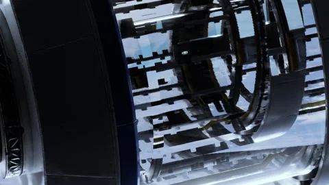 Complex machinery seen in a futuristic setting with clear structures Stock Footage 345055189