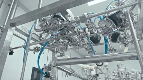Complex machinery showcases intricate designs and precision at facility Stock Footage 341387615