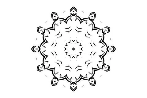 Complex Mandala Circular Design Illustration BW Illustrazione stock