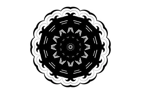 Complex Mandala Circular Design Illustration BW Stock Illustration