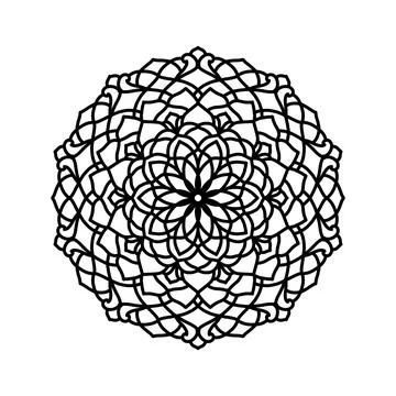 Complex Mandala Floral Line Art Circular Ornament 스톡 일러스트