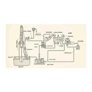 Complex mechanical engineering system schematic diagram illustration 스톡 일러스트