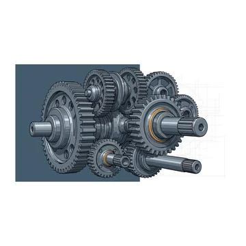 Complex mechanical gear system illustration &amp; engineering design element Stock Illustration