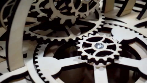 Complex mechanism of many rotating parts. close-up. shallow depth of field Vídeos de archivo 140016082