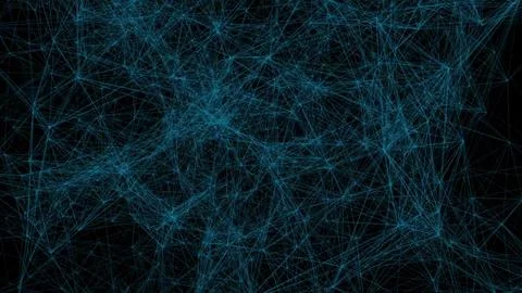 Complex mesh of glowing blue lines and nodes is forming digital network Illustrazione stock