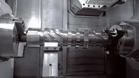 Complex metal part in a cnc milling machine Stock Footage 98225073