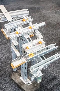 Complex metallic structure robot arm, machinery, multiple joints, slender rod Stock Photos