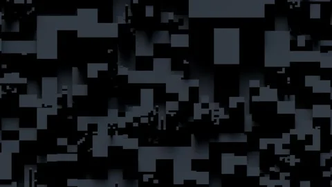 A complex, modern background featuring dissolving blocks of dark grayscale and b Stock Footage 340238069